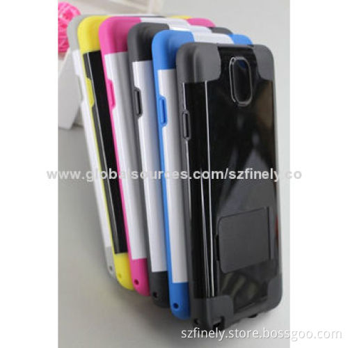 PC + TPU Case for Samsung Note 3, Double Injection with Stand, Multiple Colors Matched